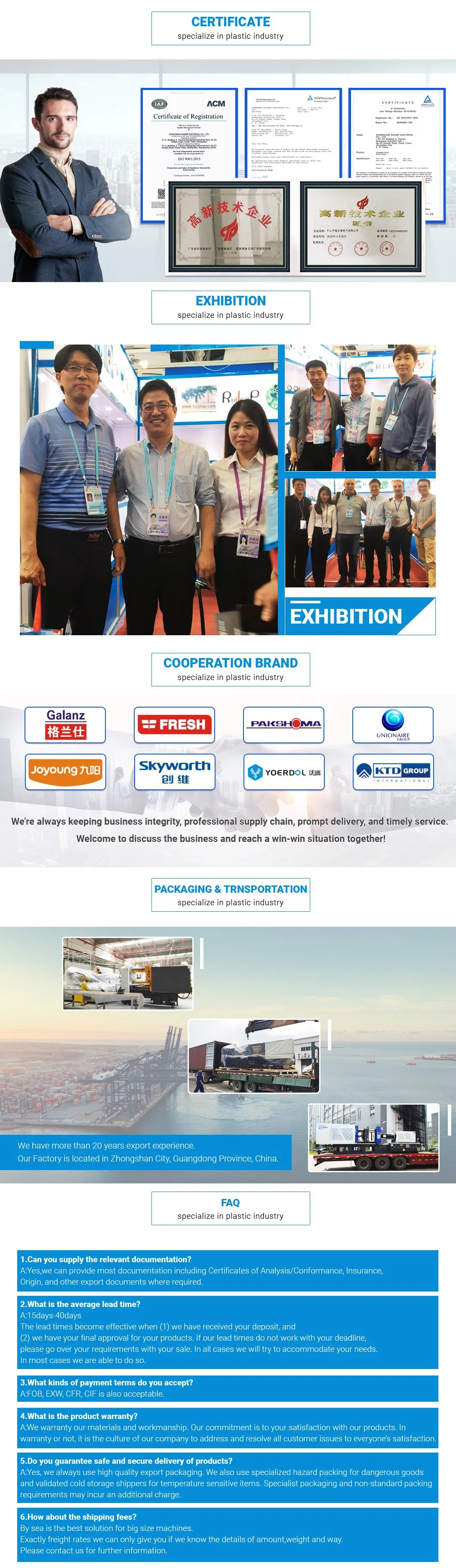 55ton Saving Energy Fix Pump Plastic Injection Molding Machine