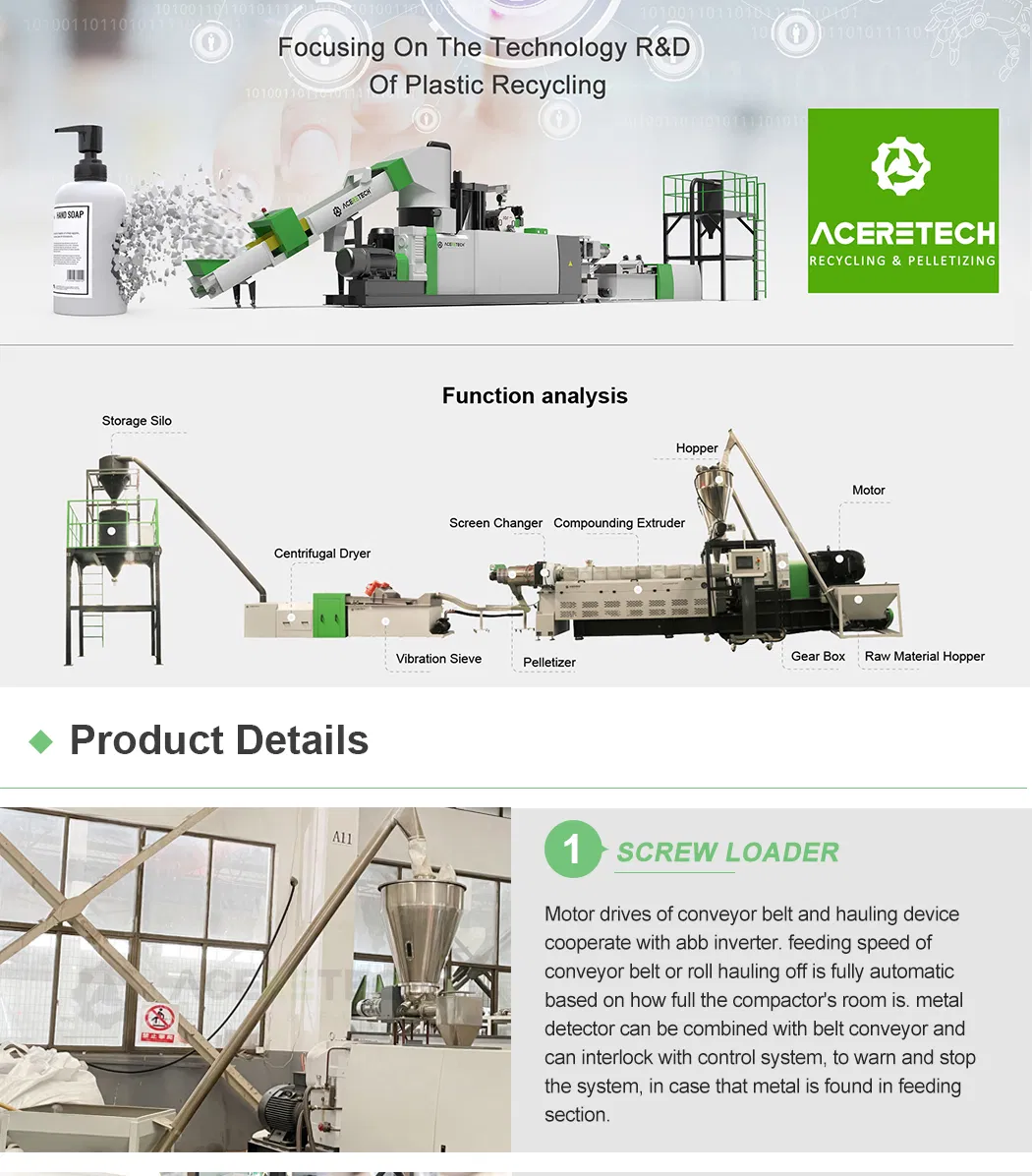 Aceretech 350-450kg/H Twin Screw Extruder and Pelletizing System for Pet