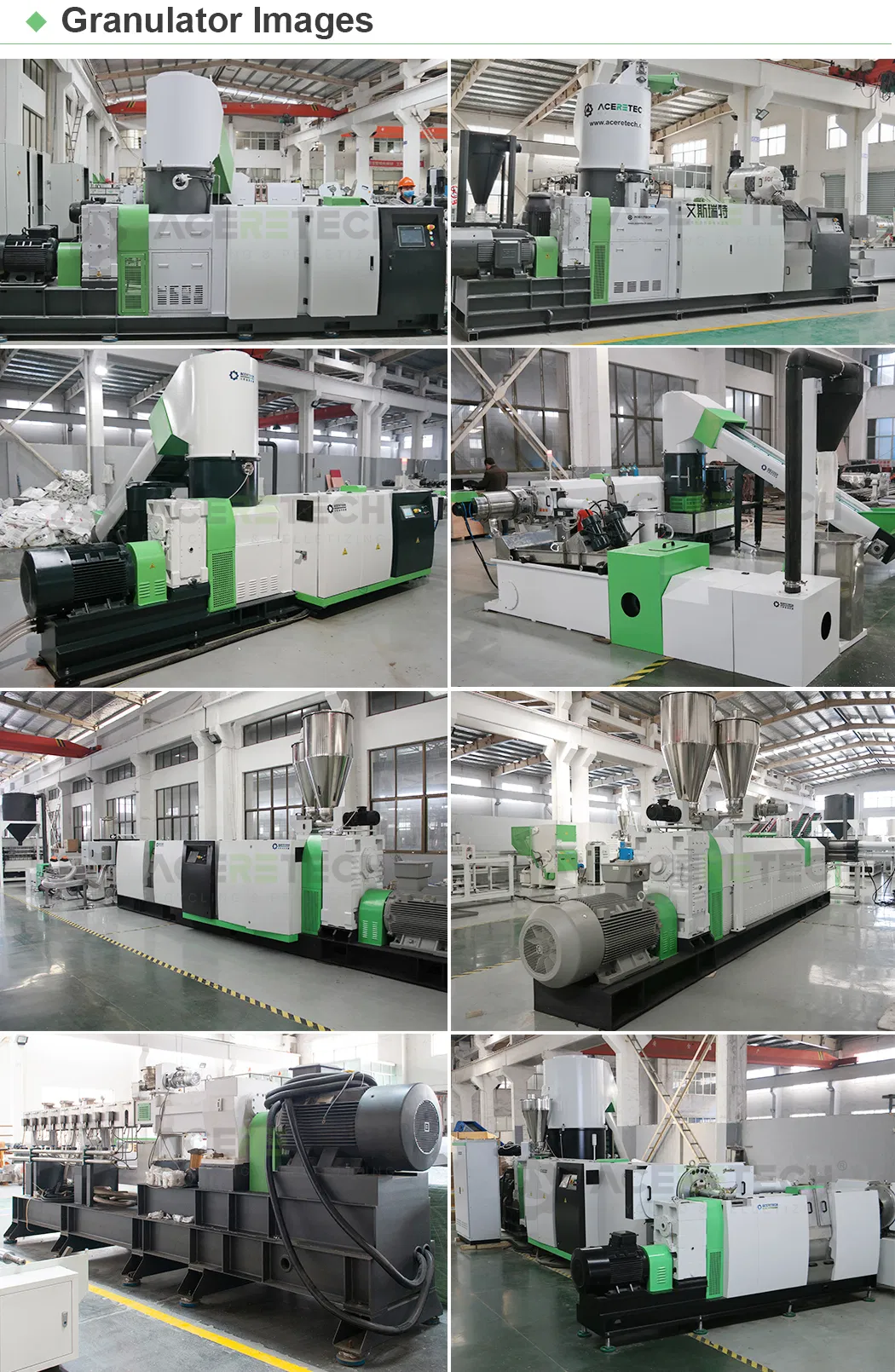 Aceretech Adjustable PP PE Plastic Film Compactor Recycling and Granulating Line