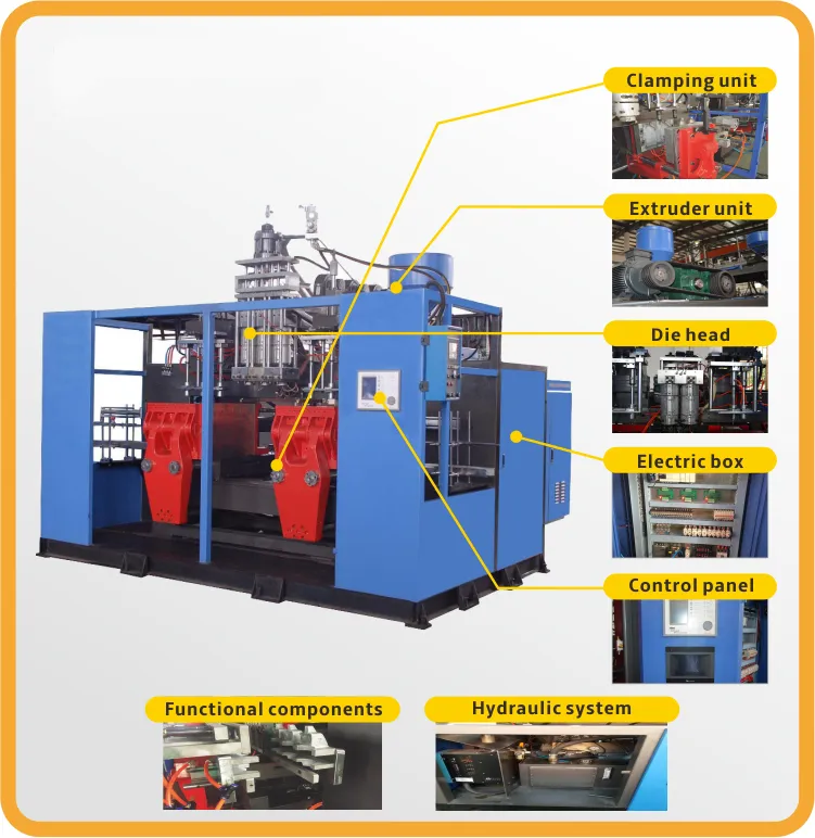 China Automatic Plastic HDPE PP PVC Canister Container Extrusion Making Blowing Blow Molding/Moulding Machine