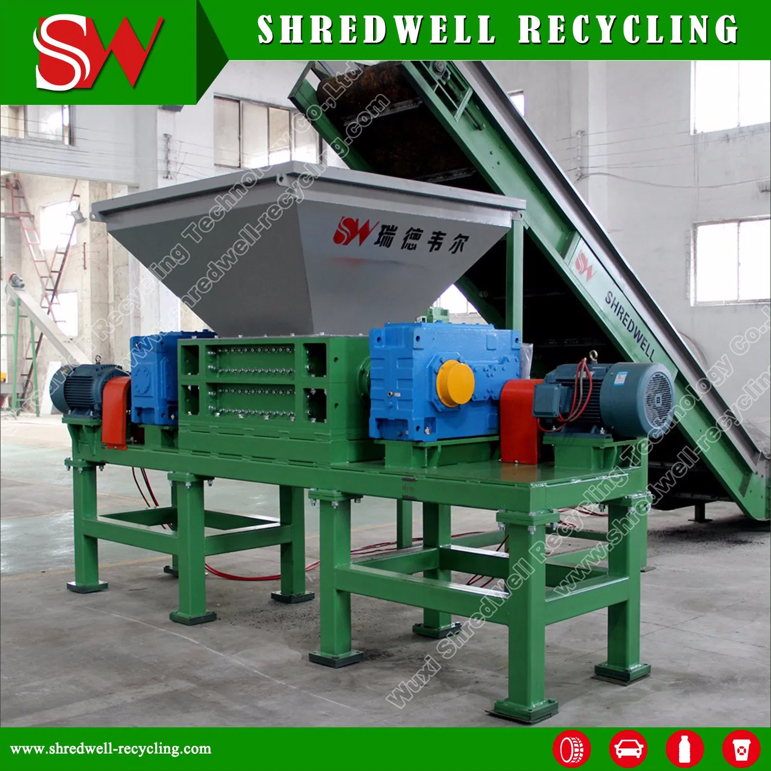 Double Shaft E-Waste/Municipal/Tire/Wood Shredding Equipment for Recycling