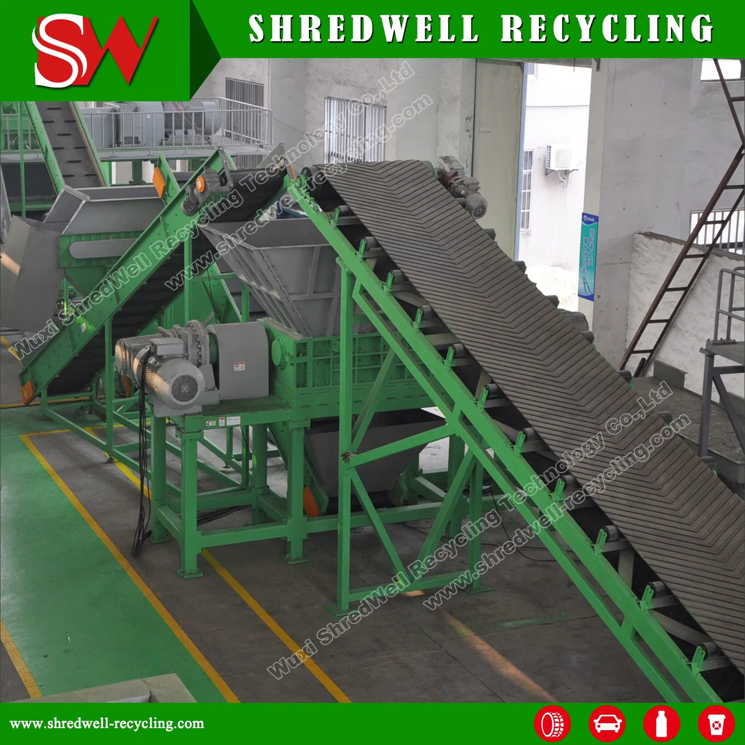 Double Shaft Municipal Waste Shredding Machine for Recycling Scrap Clothes/Plastic