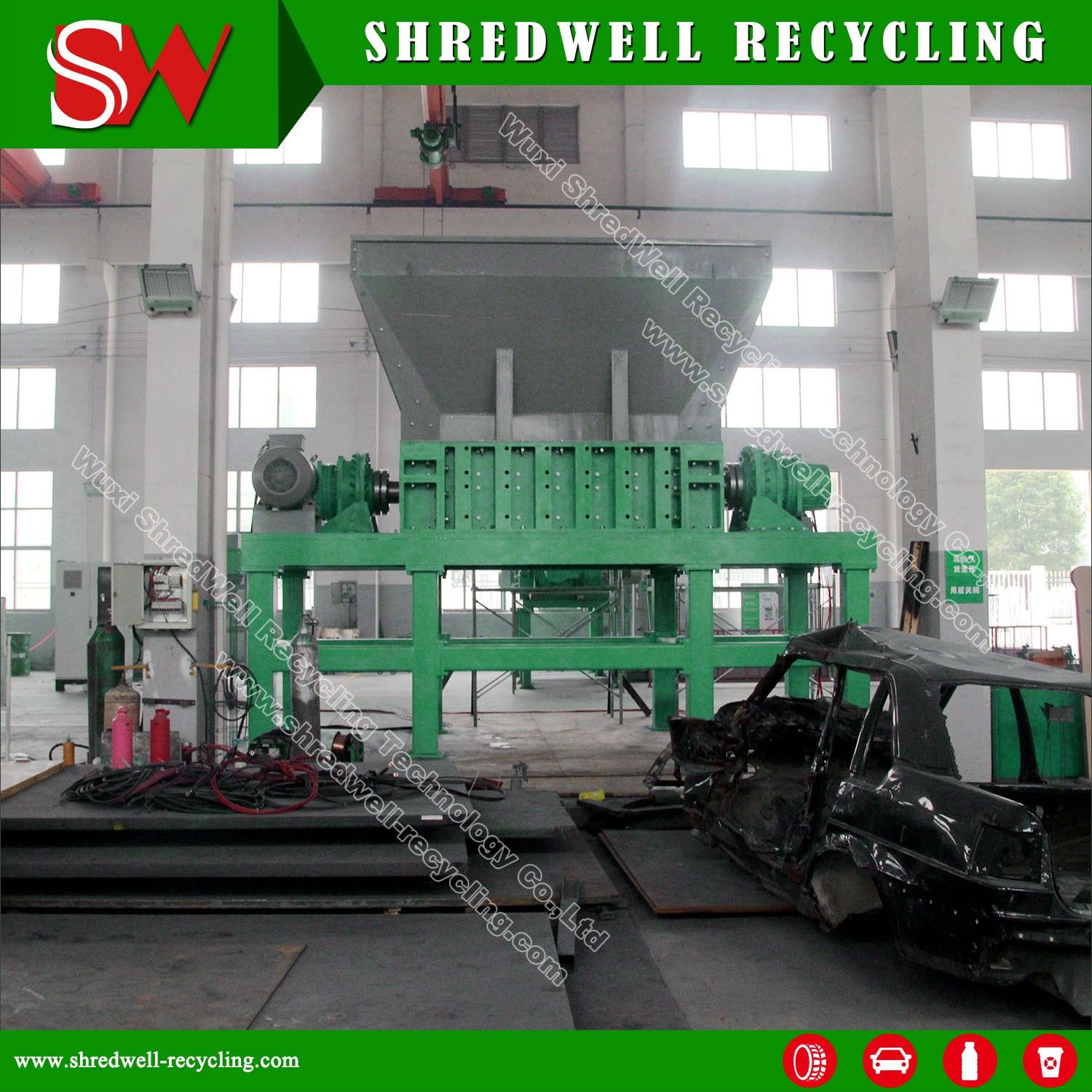 Durable Double Shaft Shredder for Recycling Used Rubber/Car/PCB Board/Plastic Bottle