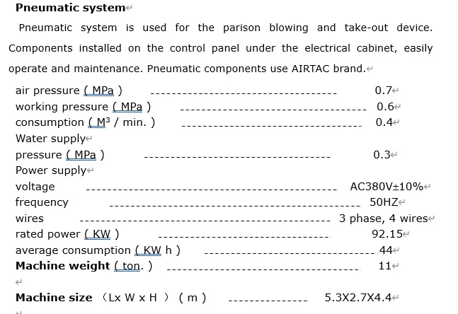Plastic 5 Gallon PC Bottle Blow Molding Machine
