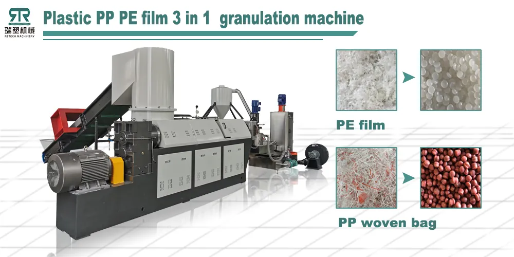 Plastic Offcut HDPE LDPE LLDPE Bag Film Compactor Pelletizing Recycling Line/Plant