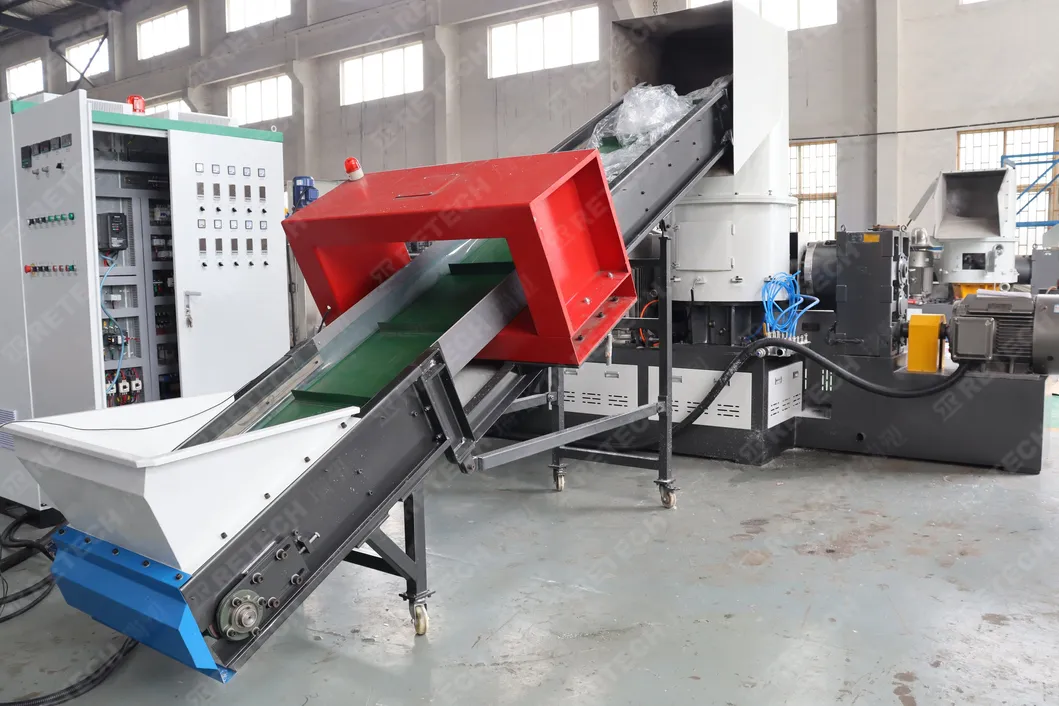 Plastic Recycling Extruder Machine Washed Crushed PP PE LDPE Film Flakes Granulating Line