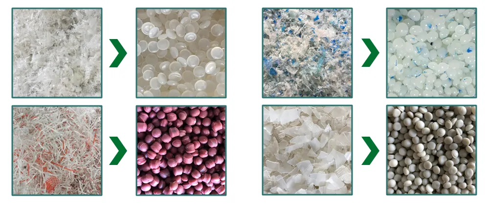 Plastic Recycling Extruder Machine Washed Crushed PP PE LDPE Film Flakes Granulating Line