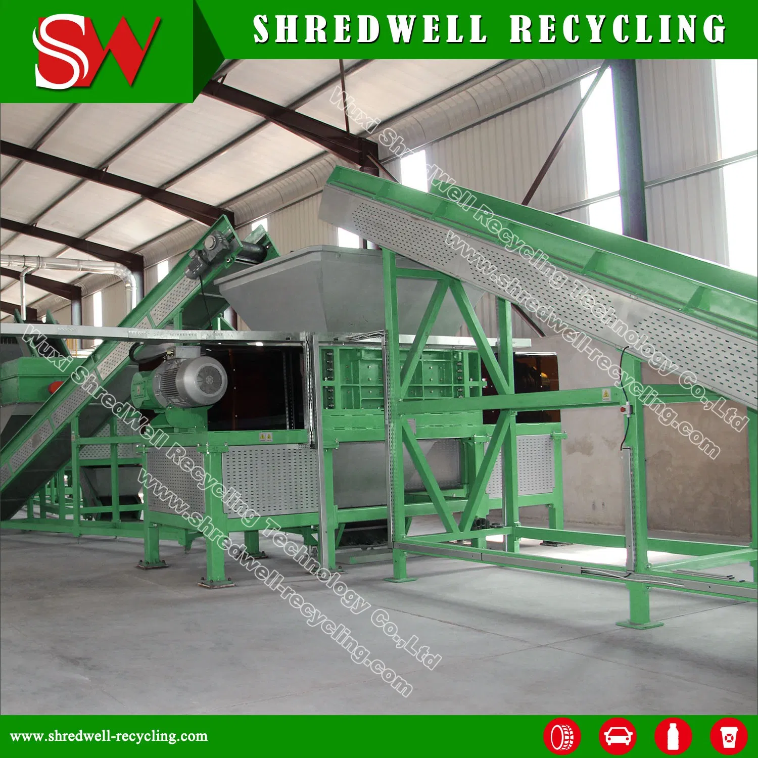 Two Shaft Scrap Tire/Wood/Iron/Steel/Plastic Shredder with Ce Certification